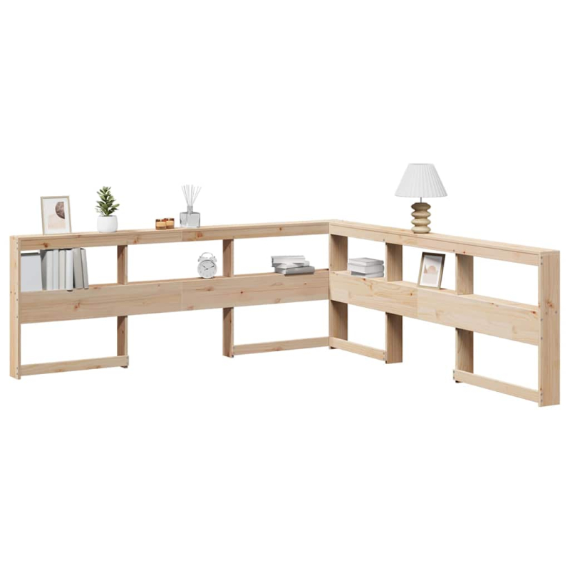 Kopfteil mit Bücherregal L-Form 180 cm Massivholz Kiefer