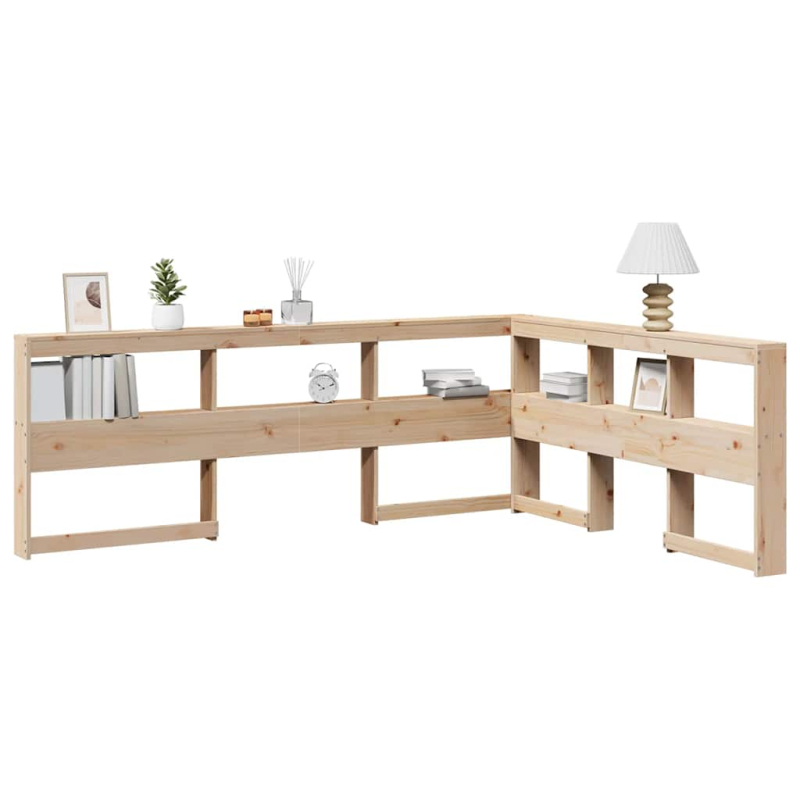 Kopfteil mit Bücherregal L-Form 160 cm Massivholz Kiefer