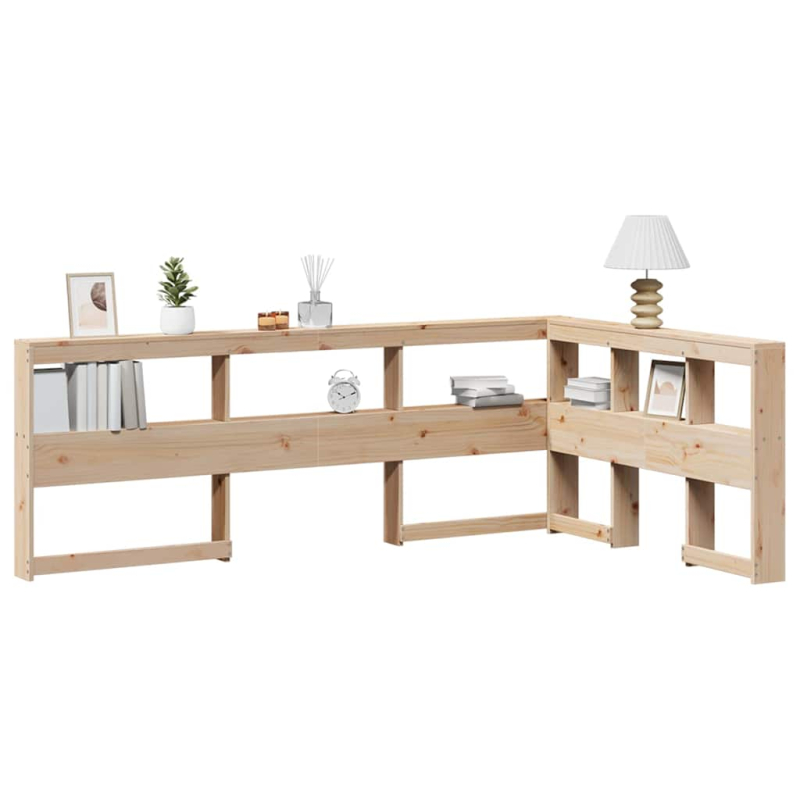 Kopfteil mit Bücherregal L-Form 120 cm Massivholz Kiefer
