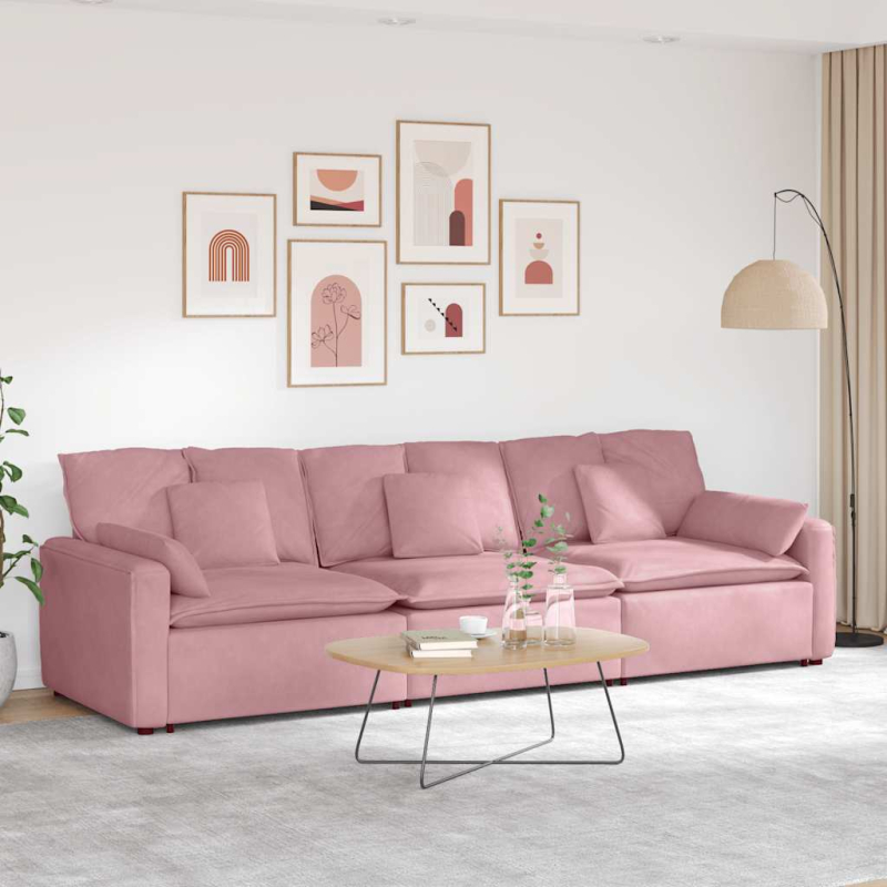 Modulares Sofa mit Kissen Rosa