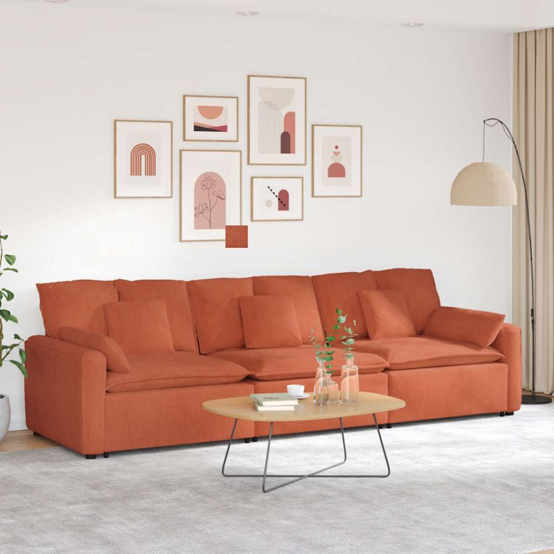 Modulares Sofa mit Kissen Rot Orange