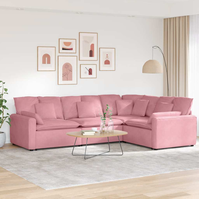 Modulares Sofa mit Kissen Samt Rosa