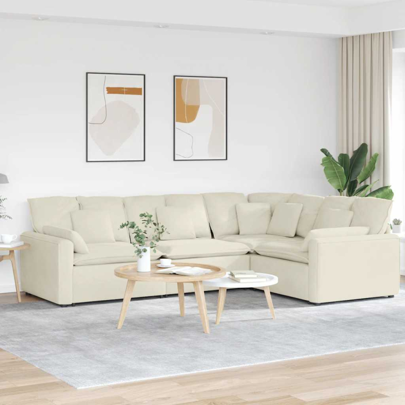 Modulares Sofa mit Kissen Samt Cream