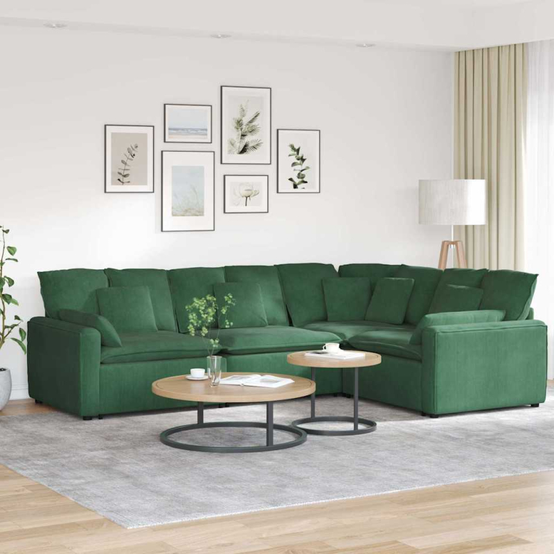 Modulares Sofa mit Kissen Cordstoff Dschungelgrün