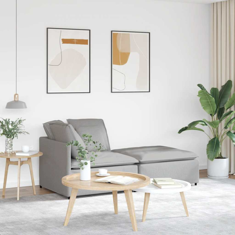 Modulares Sofa mit Fußhocker Kissen Stoff Wolkengrau