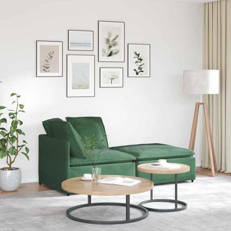 Modulares Sofa mit Fußhocker Kissen Cordstoff Dschungelgrün