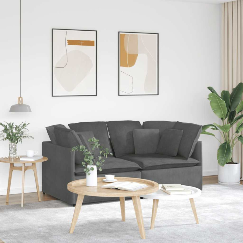 Modulares Sofa mit Kissen Cordstoff Dunkelgrau