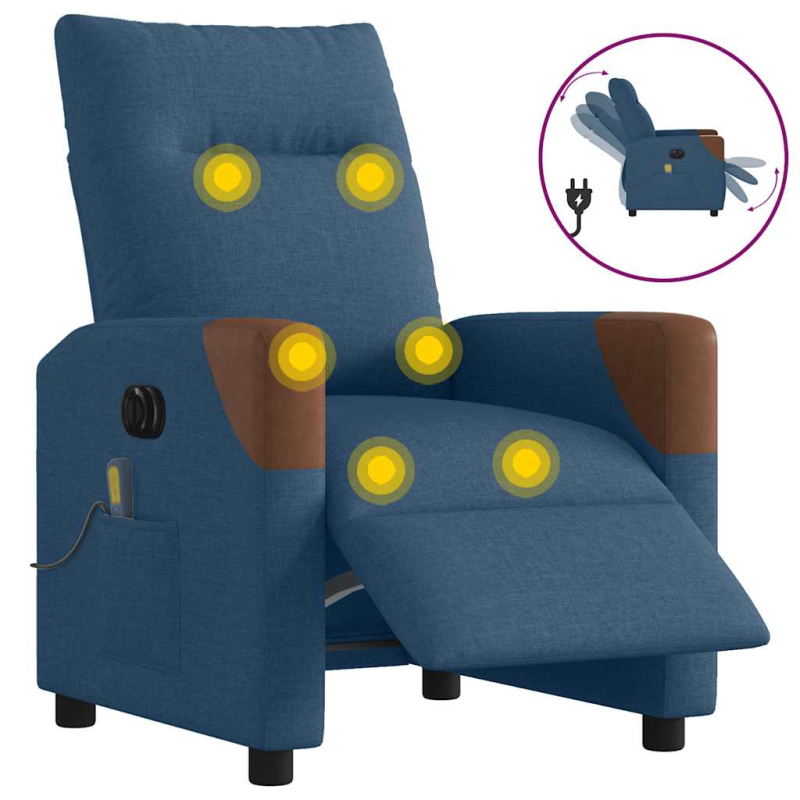 Massagesessel Elektrisch Blau Stoff