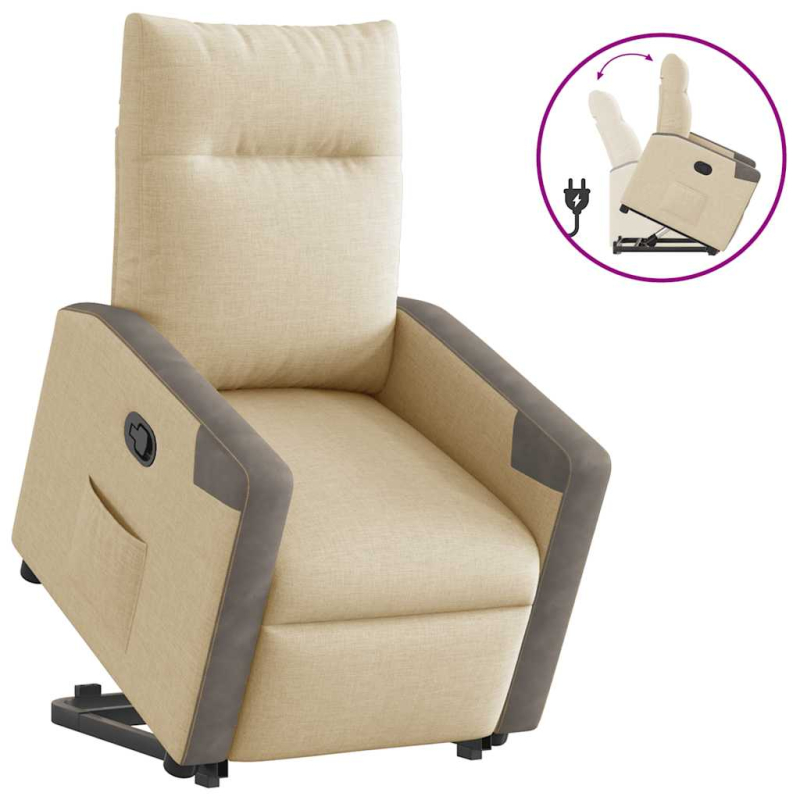 Relaxsessel mit Aufstehhilfe Creme Stoff