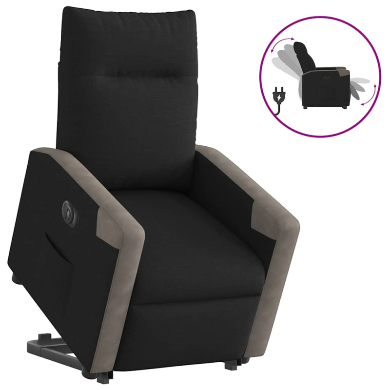 Relaxsessel mit Aufstehhilfe Elektrisch Schwarz Stoff