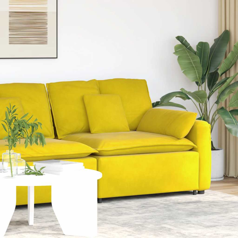 Modulares Sofa Endmodul mit Armlehne Kissen Gelb 100 cm