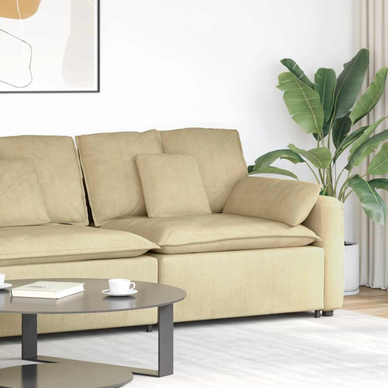 Modulares Sofa Endmodul mit Armlehne Kissen Hellgrün Grau 100cm