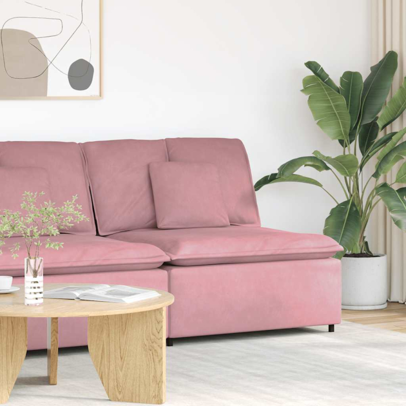 Modulares Sofa Mittelmodul mit Kissen Rosa 100 cm