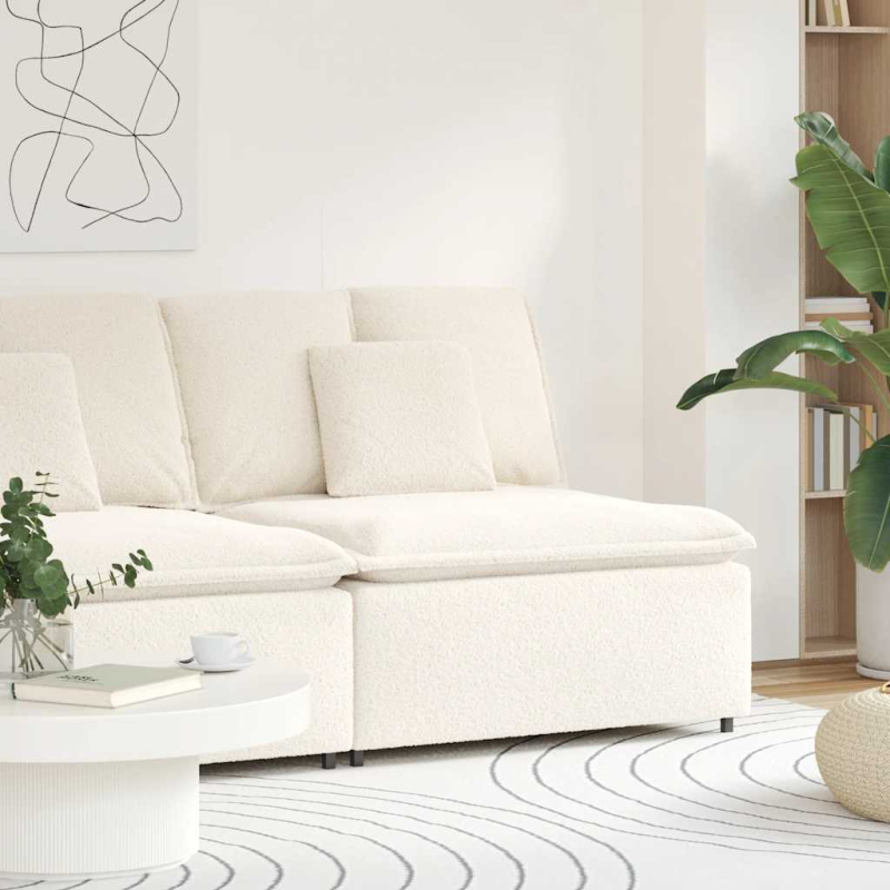 Modulares Sofa Mittelmodul mit Kissen Creme 100 cm