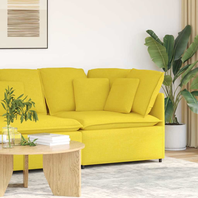 Modulares Sofa Eckmodul mit Kissen Hellgelb 100 cm