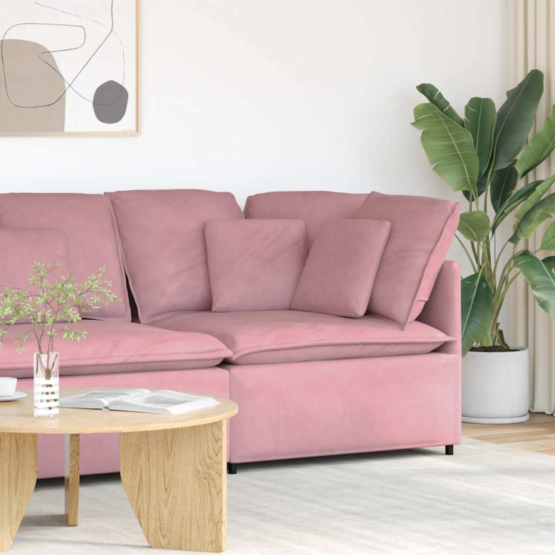 Modulares Sofa Eckmodul mit Kissen Rosa 100 cm