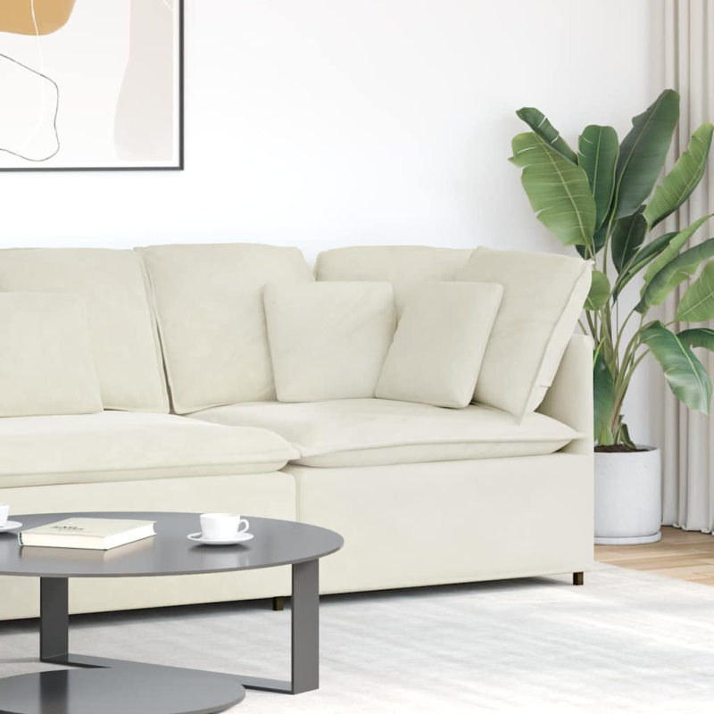 Modulares Sofa Eckmodul mit Kissen Creme 100 cm
