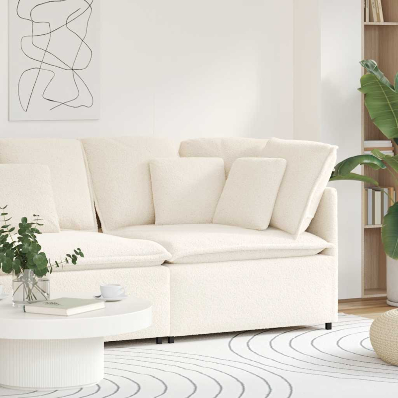 Modulares Sofa Eckmodul mit Kissen Creme 100 cm