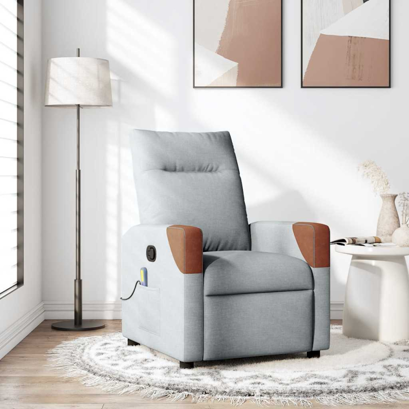 Massagesessel Hellgrau Stoff