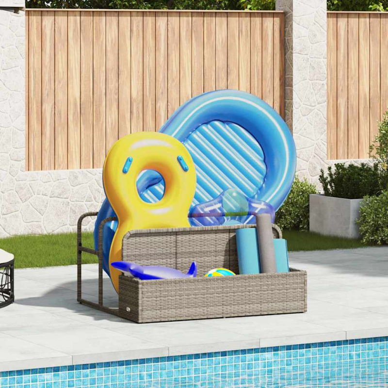 Pool Aufbewahrungsbehälter Hellgrau 110x100x57 cm Poly Rattan