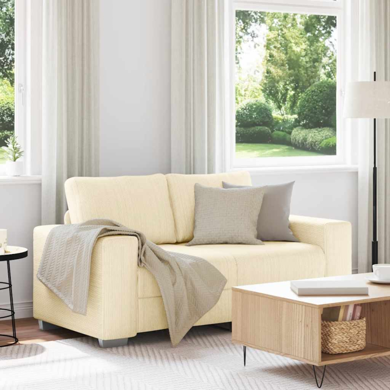 Zweisitzer-Sofa Creme 120 cm Cordstoff