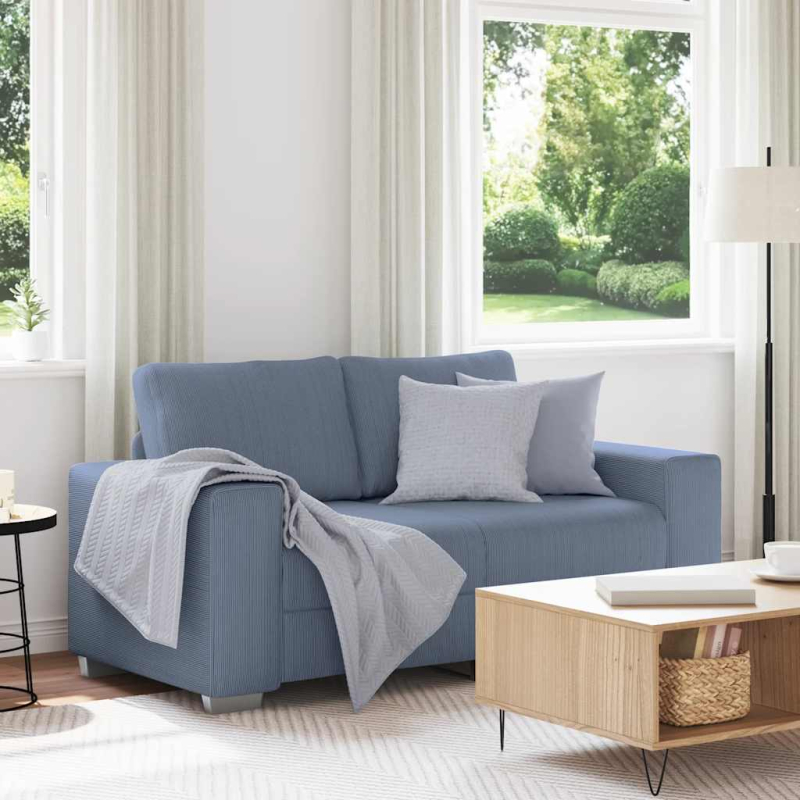 Zweisitzer-Sofa Blau 120 cm Cordstoff