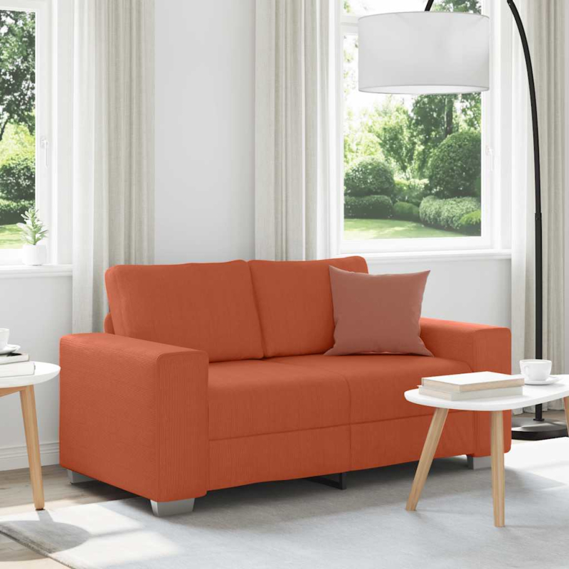 Zweisitzer-Sofa Rot Orange 120 cm Cordstoff