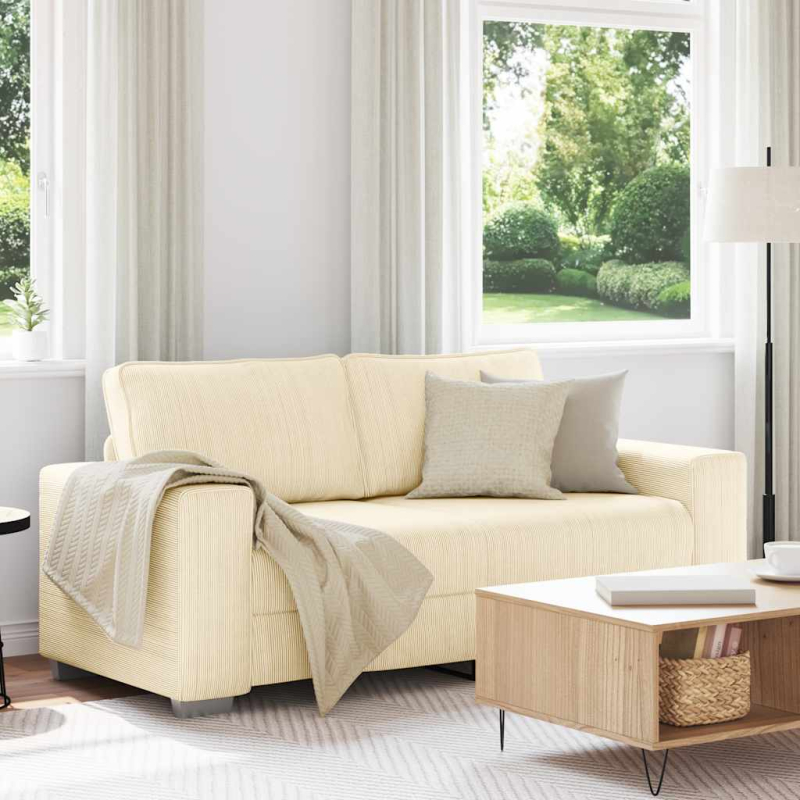 Zweisitzer-Sofa Creme 140 cm Cordstoff