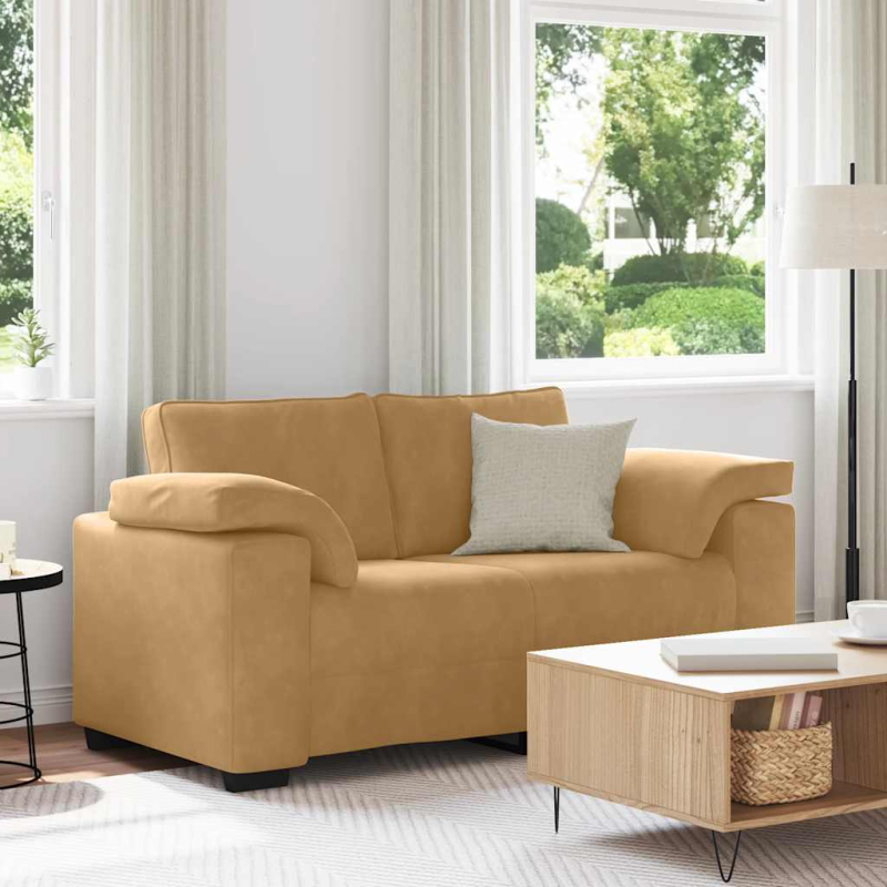 Zweisitzer-Sofa Braun 120 cm Samt