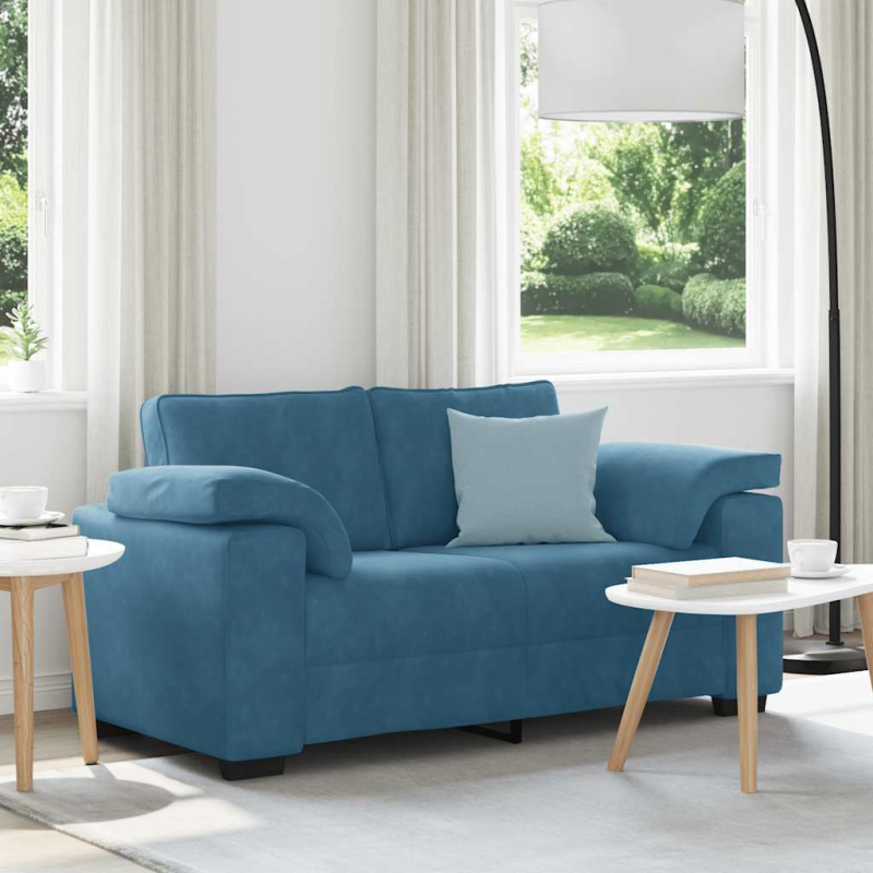 Zweisitzer-Sofa Blau 120 cm Samt