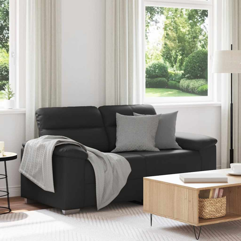 2-Sitzer-Sofa Schwarz 120 cm Kunstleder