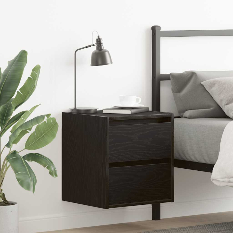 Wand-Nachttische 2 Stk. Schwarz Eichen-Optik 38x34x40 cm