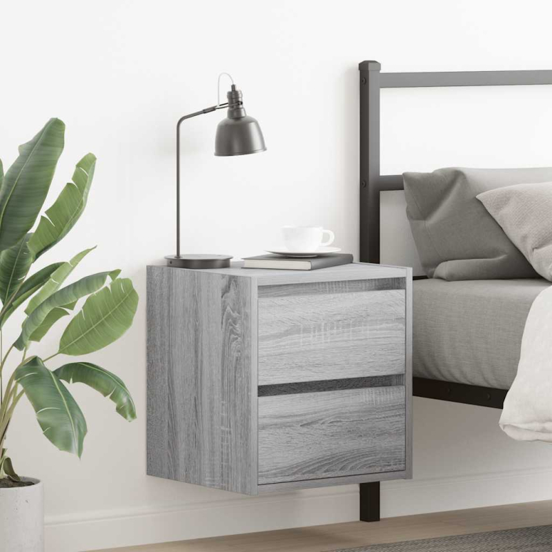 Wand-Nachttische 2 Stk. Grau Sonoma 38x34x40 cm