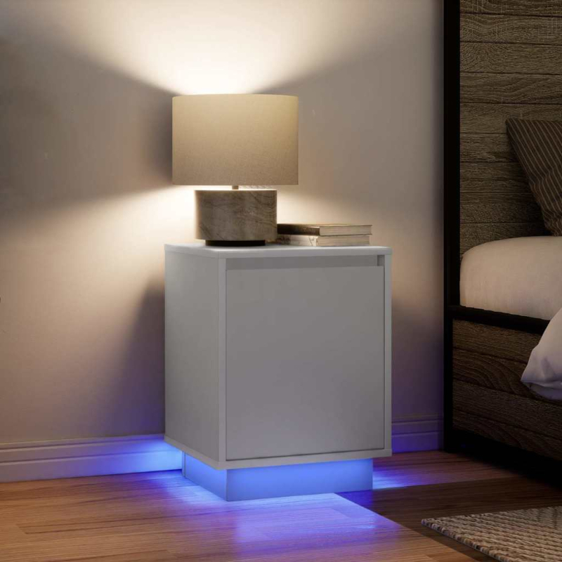 Nachttische mit LED-Leuchten 2 Stk. Weiß 38x34x50 cm