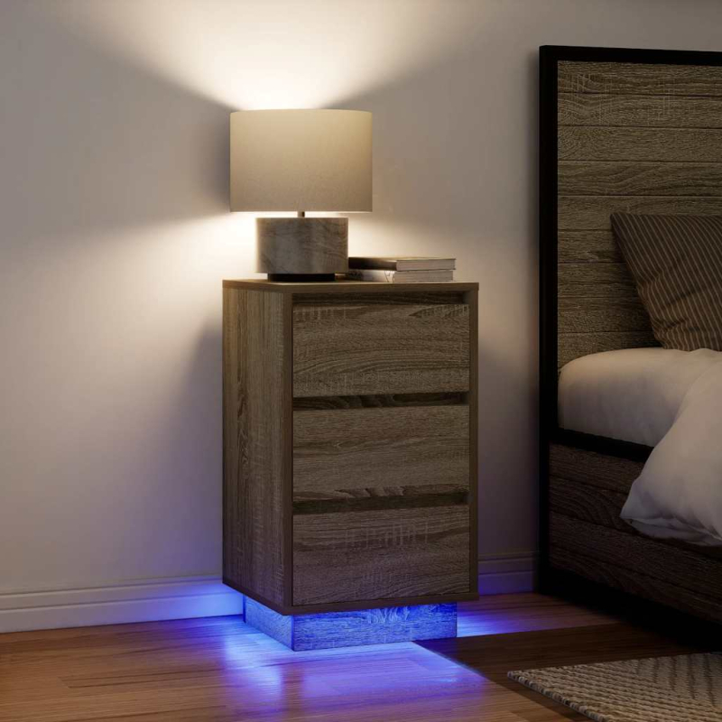 Nachttisch mit LED-Leuchten Sonoma-Eiche 38x34x65 cm