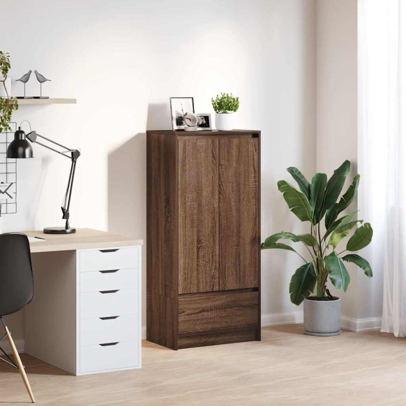 Schrank mit Schublade Braun Eichen-Optik 55,5x34x119,5 cm