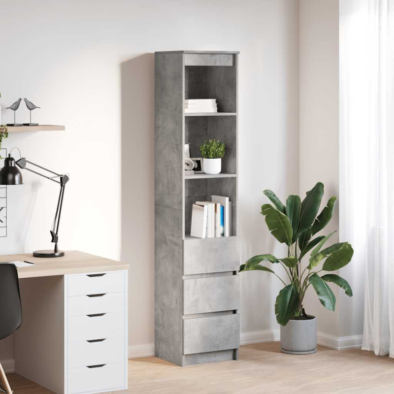 Highboard Betongrau 37,5x35x180 cm Holzwerkstoff