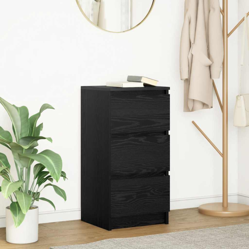 Sideboard Schwarz Eichen-Optik 37,5x35x76 cm Holzwerkstoff