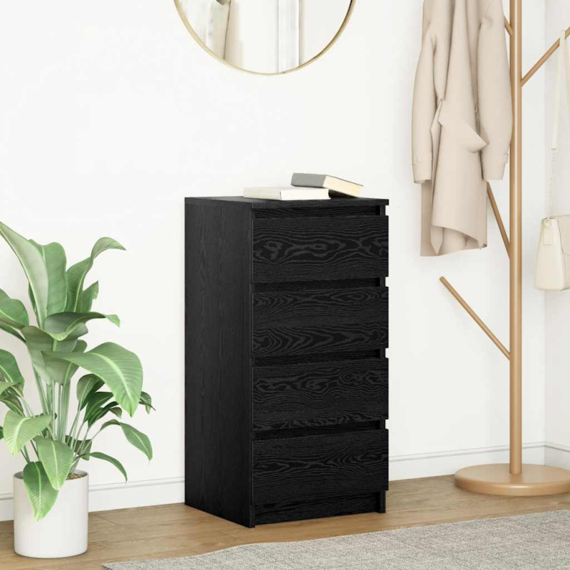 Sideboard Schwarz Eichen-Optik 37,5x35x76 cm Holzwerkstoff