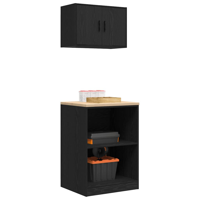 Garagenschränke 2 Stk. Schwarz Holzwerkstoff