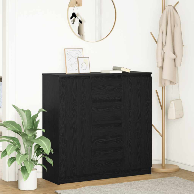 Sideboard mit Schubladen Schwarz Eichen-Optik 100,5x35x98,5 cm