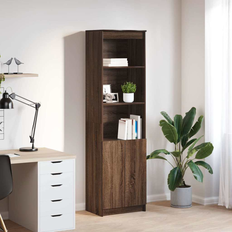 Highboard Braun Eichen-Optik 50x35x180 cm Holzwerkstoff