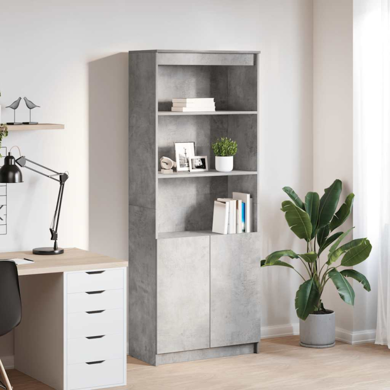 Highboard Betongrau 70x35x180 cm Holzwerkstoff