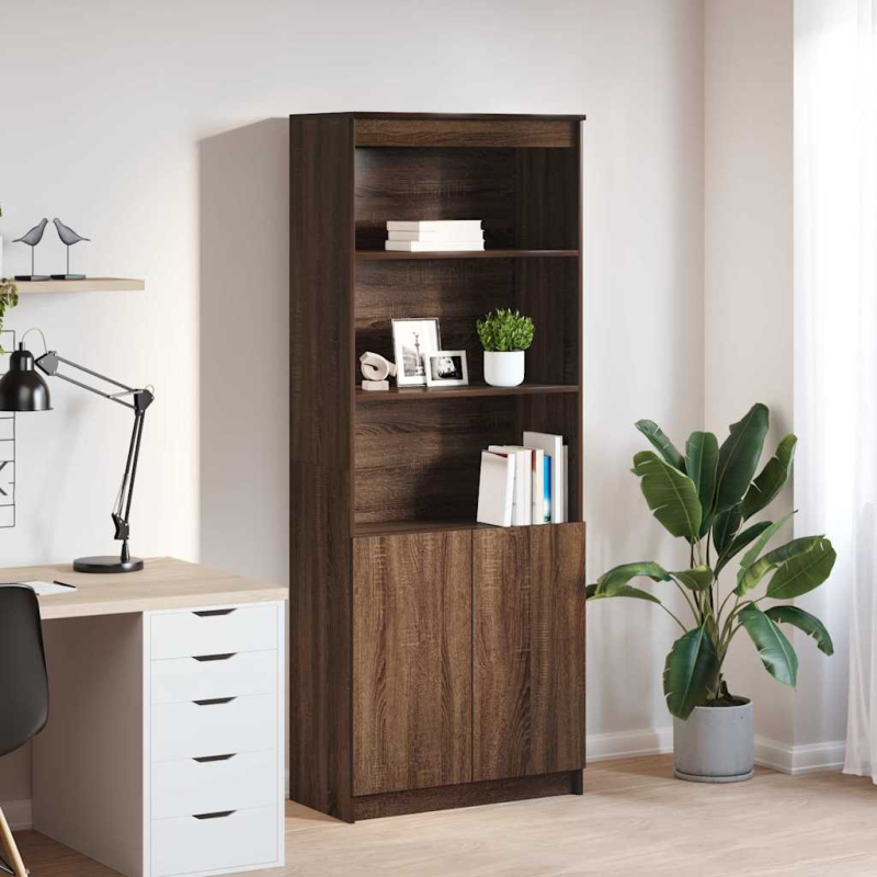 Highboard Braun Eichen-Optik 70x35x180 cm Holzwerkstoff