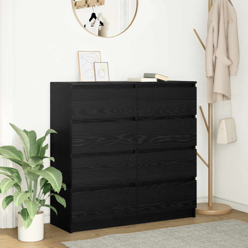Sideboard Schwarz Eichen-Optik 100x35x99 cm Holzwerkstoff