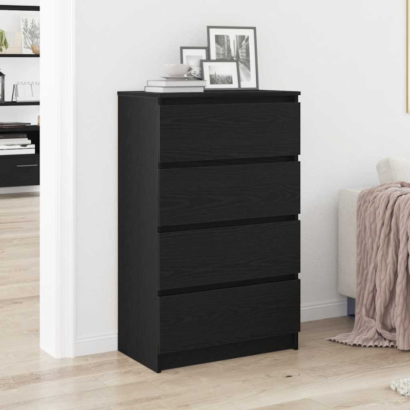 Sideboard Schwarz Eichen-Optik 60x35x98,5 cm Holzwerkstoff