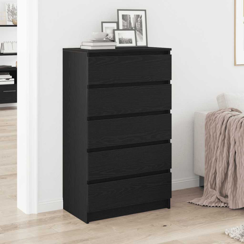 Schubladenschrank Schwarz Eichen-Optik 60x36x103 cm