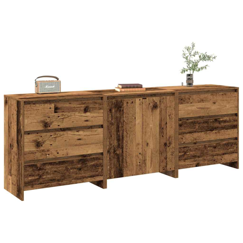 3-tlg. Sideboard Altholz-Optik Holzwerkstoff