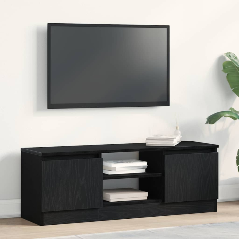 TV-Schrank Schwarz Eichen-Optik 102x30x36 cm Holzwerkstoff