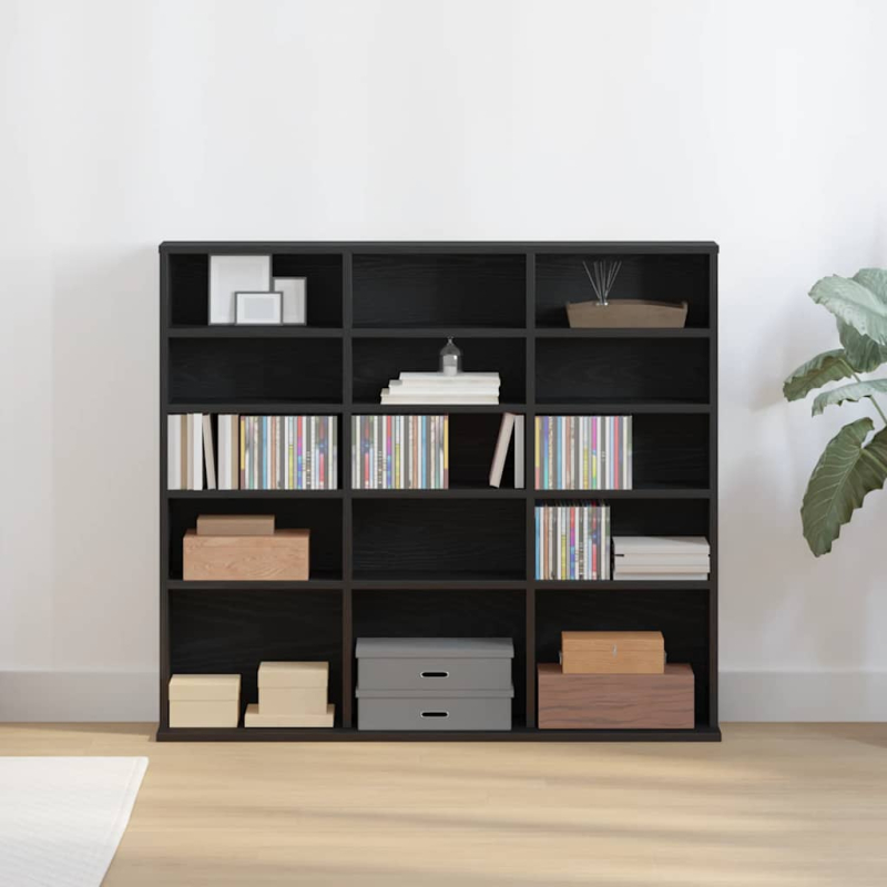 CD-Schrank Schwarz Eichen-Optik 100,5x23x89,5 cm Holzwerkstoff